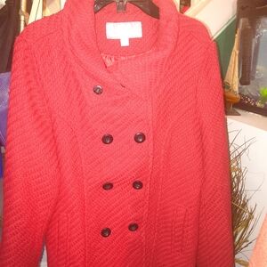 Valerie Stevens Vibrant Red Textured Peacoat